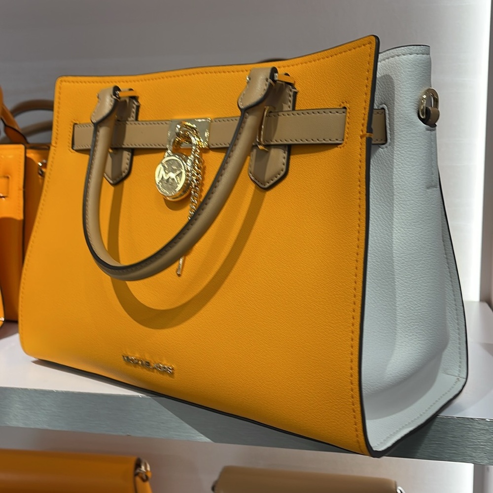 MICHAEL KORS Hamilton Medium Color-Block Leather Satchel
POP ORANGE MULTI
NWT - Picture 5 of 16
